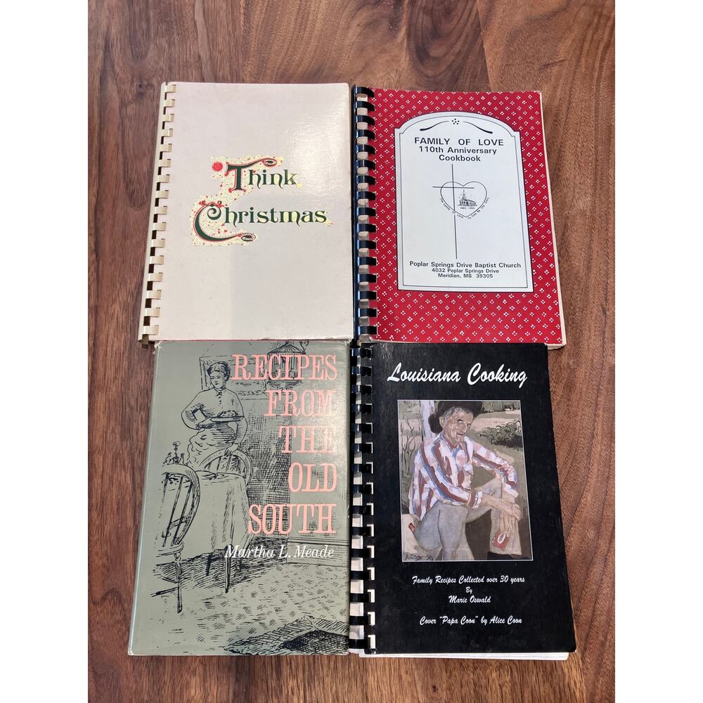 Cookbook Lot Vintage South, Christmas, Louisiana, Mississippi, 90s, 1960s, Cajun